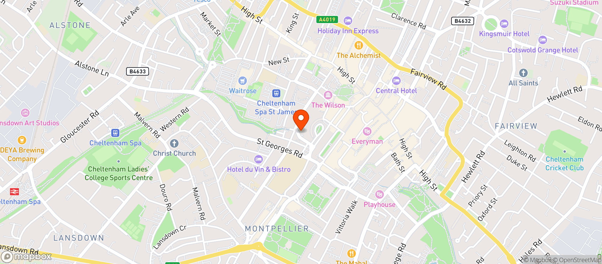 Map showing Four Cats
