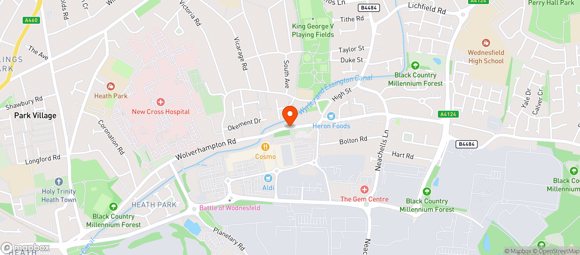 Map showing Sainsburys Wednesfield