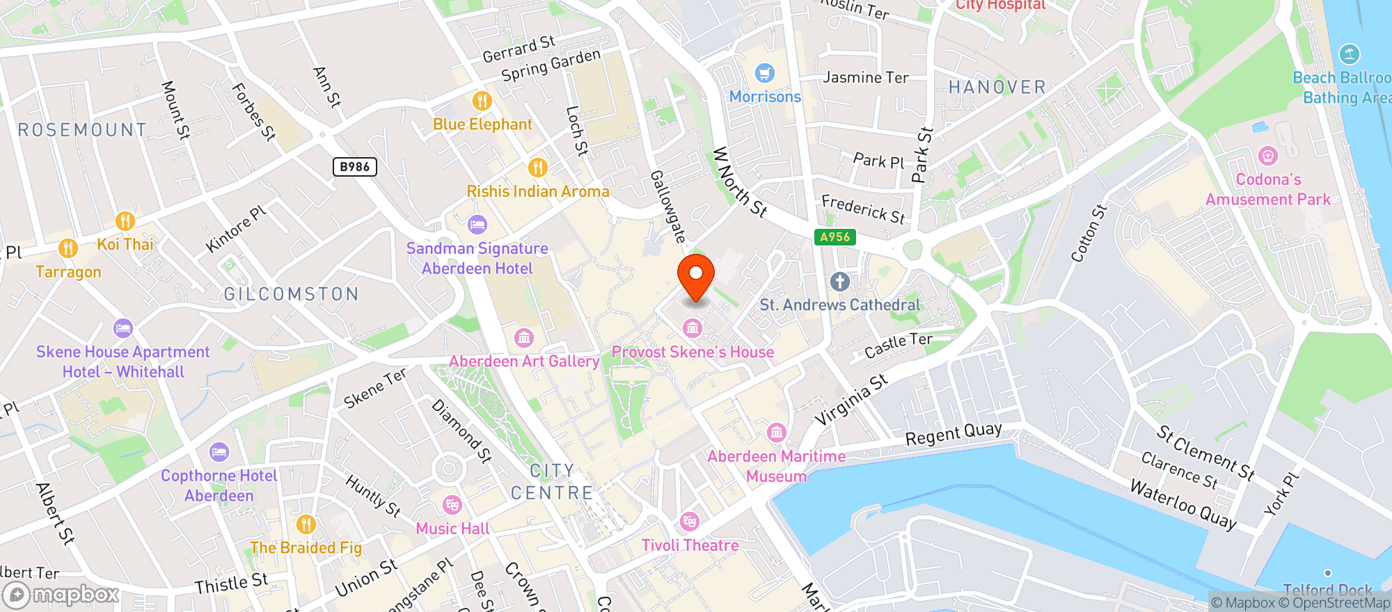 Map showing All Bar One Aberdeen