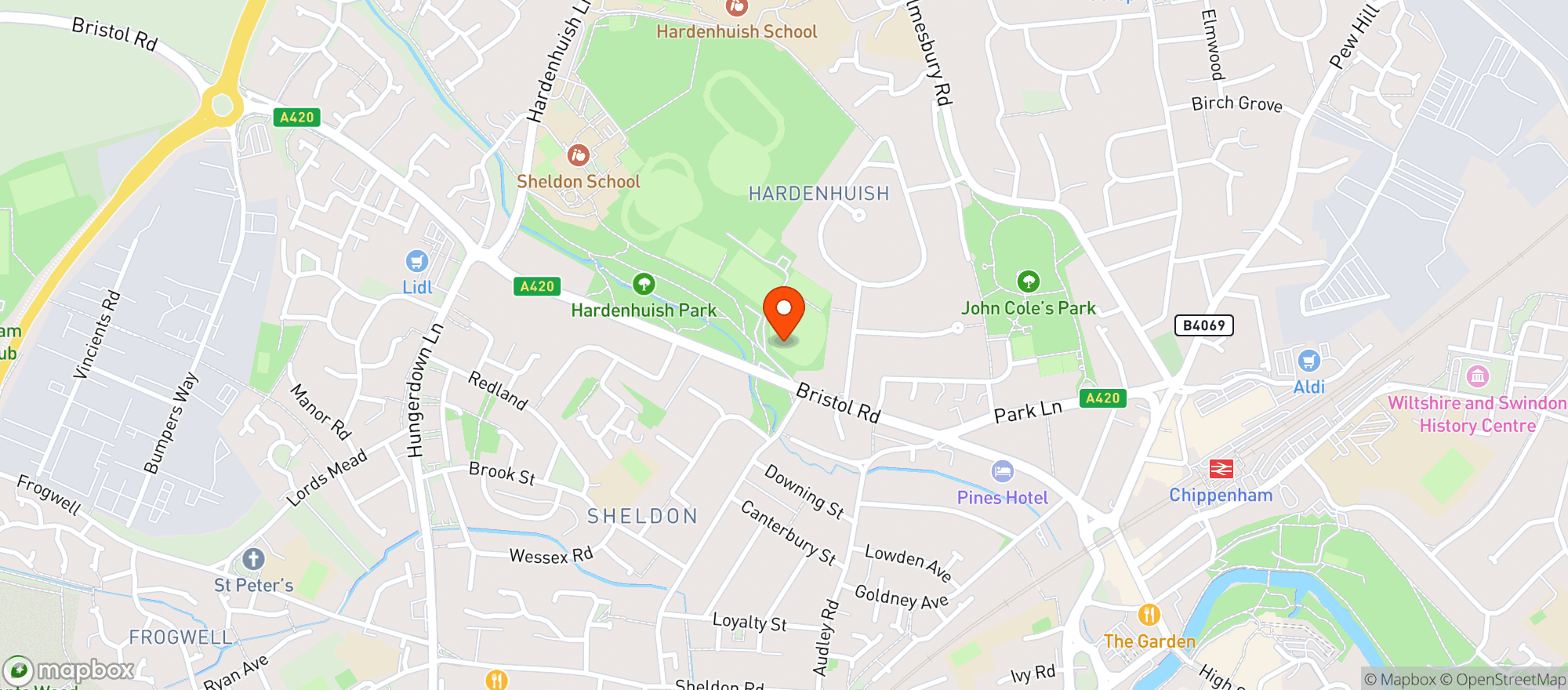 Map showing Chippenham Sports Club
