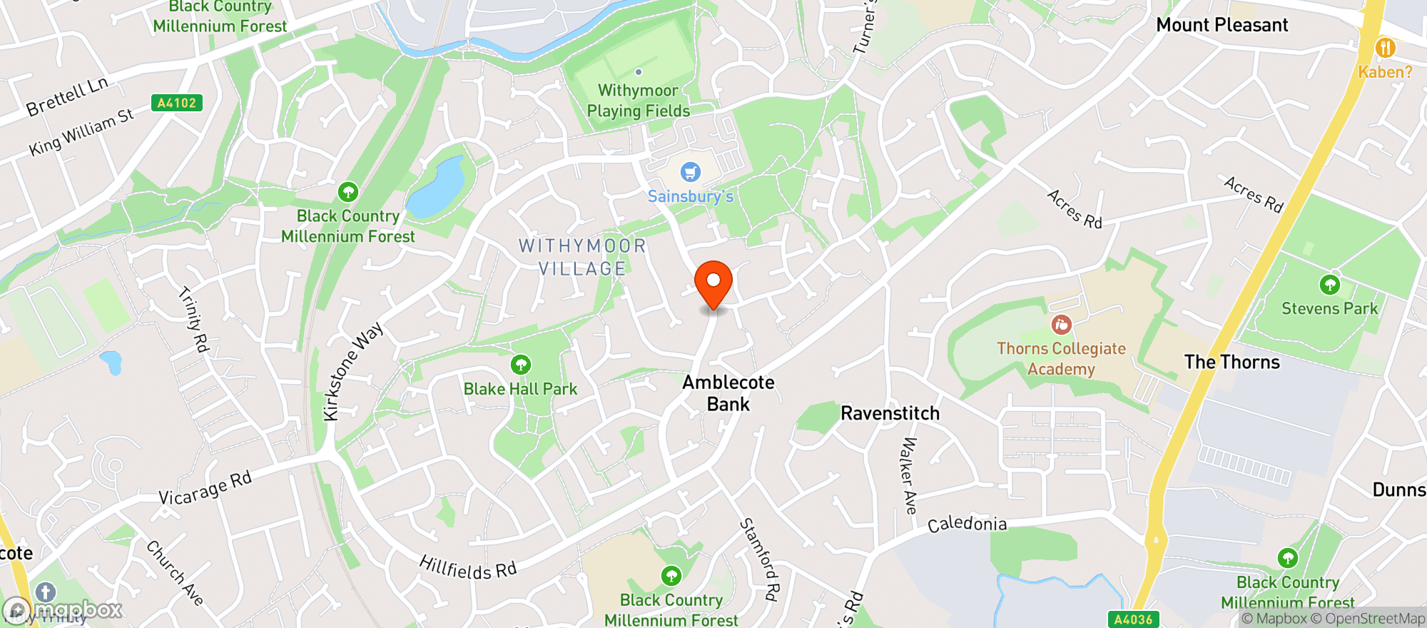 Map showing Sainsburys Amblecote