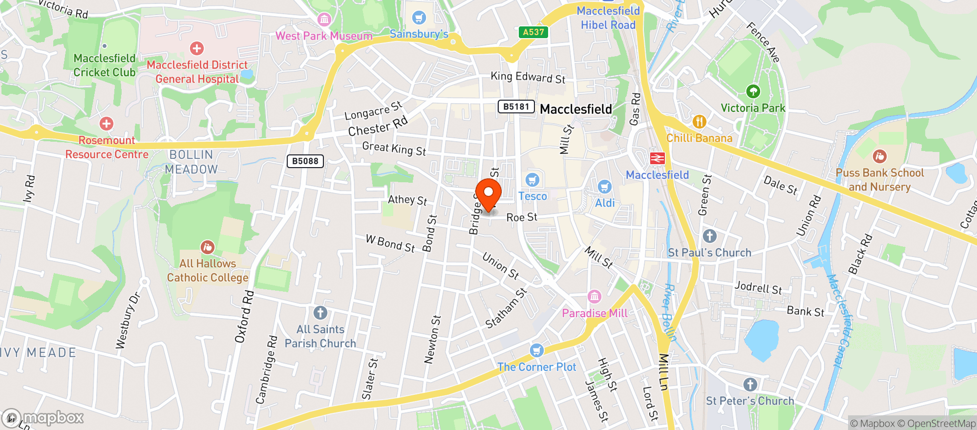 Map showing Majestic Macclesfield