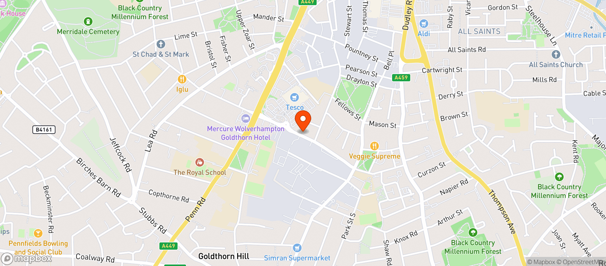 Map showing Tesco