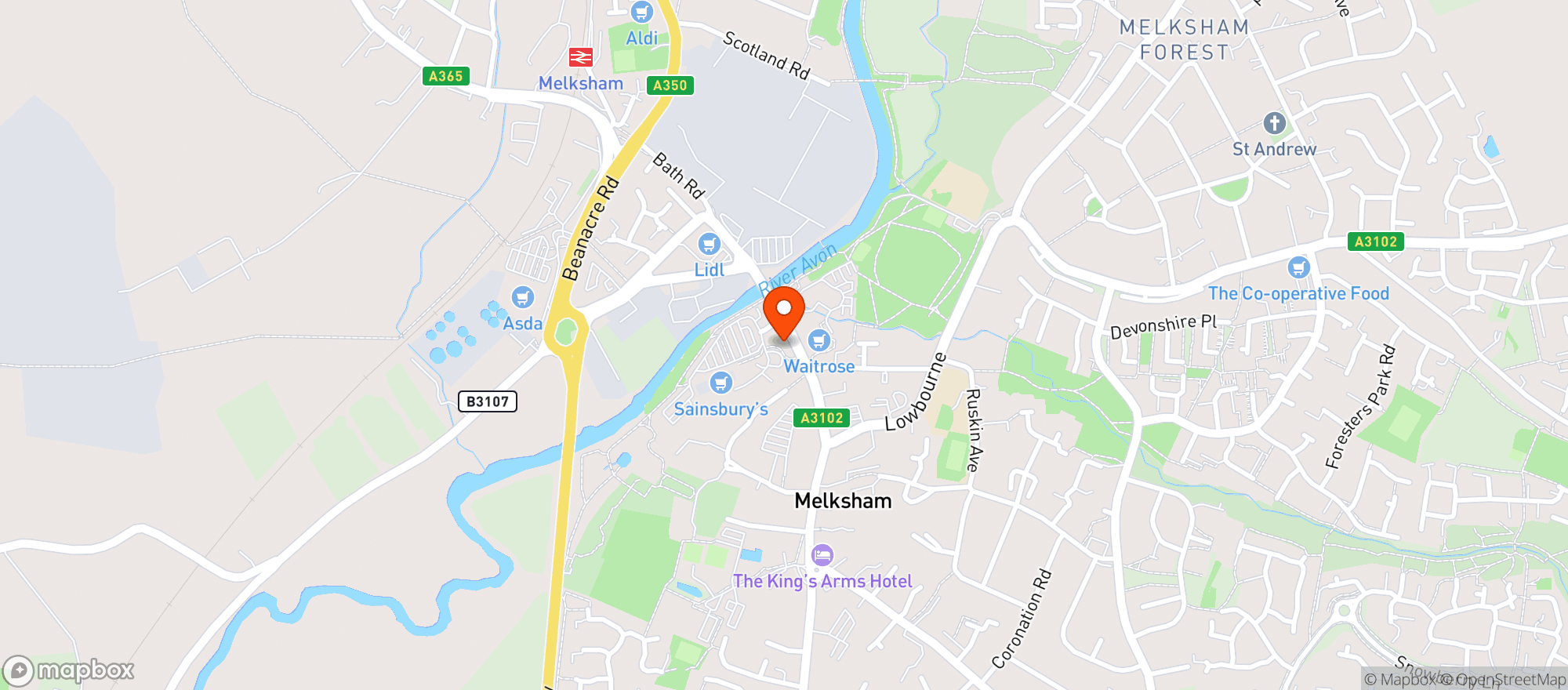 Map showing Sainsburys Melksham