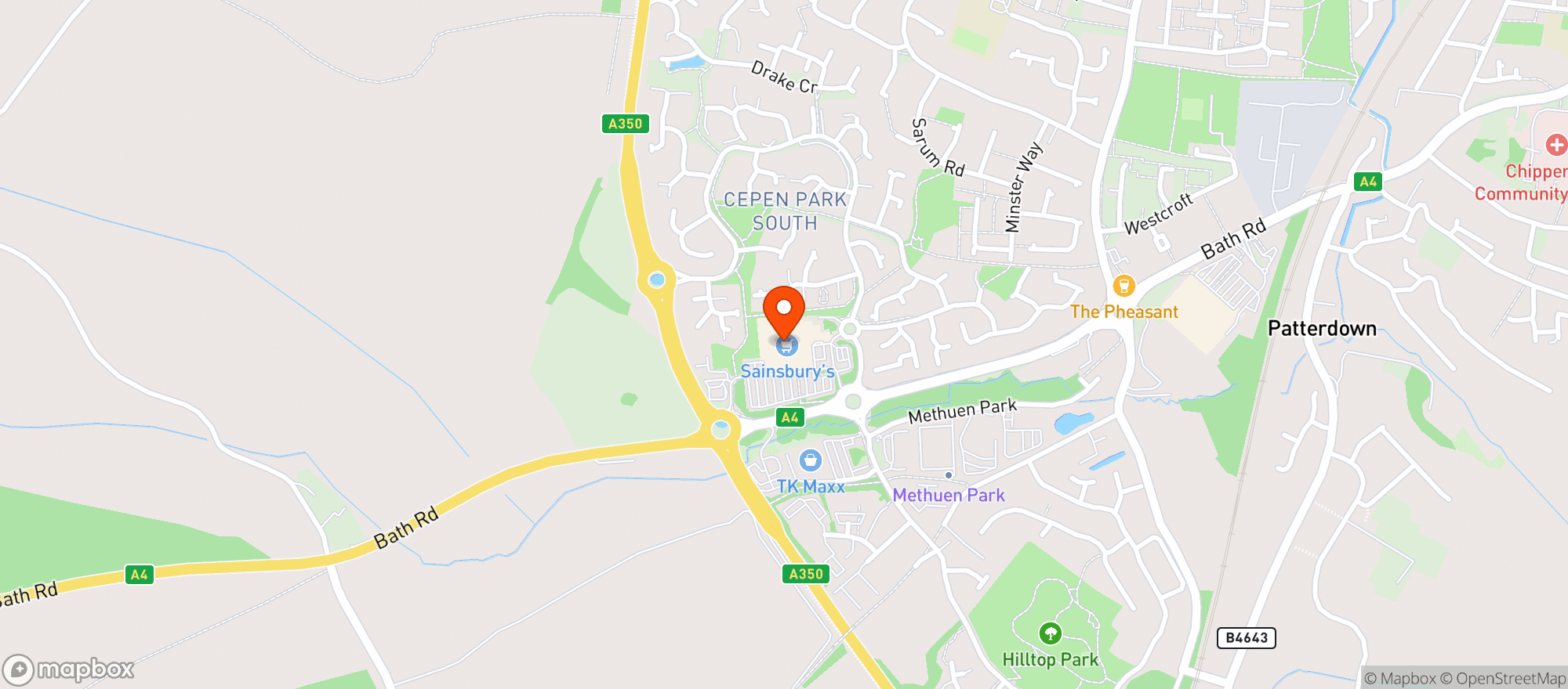 Map showing Sainsburys Chippenham