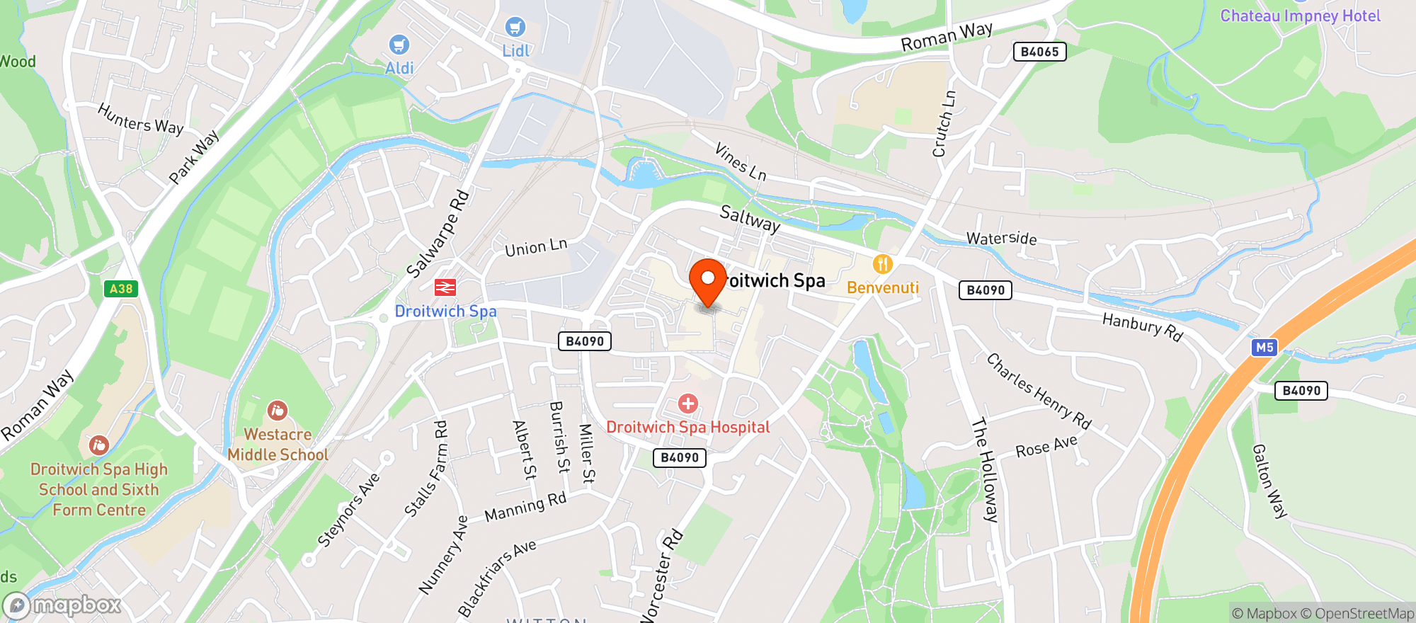 Map showing Waitrose Droitwich