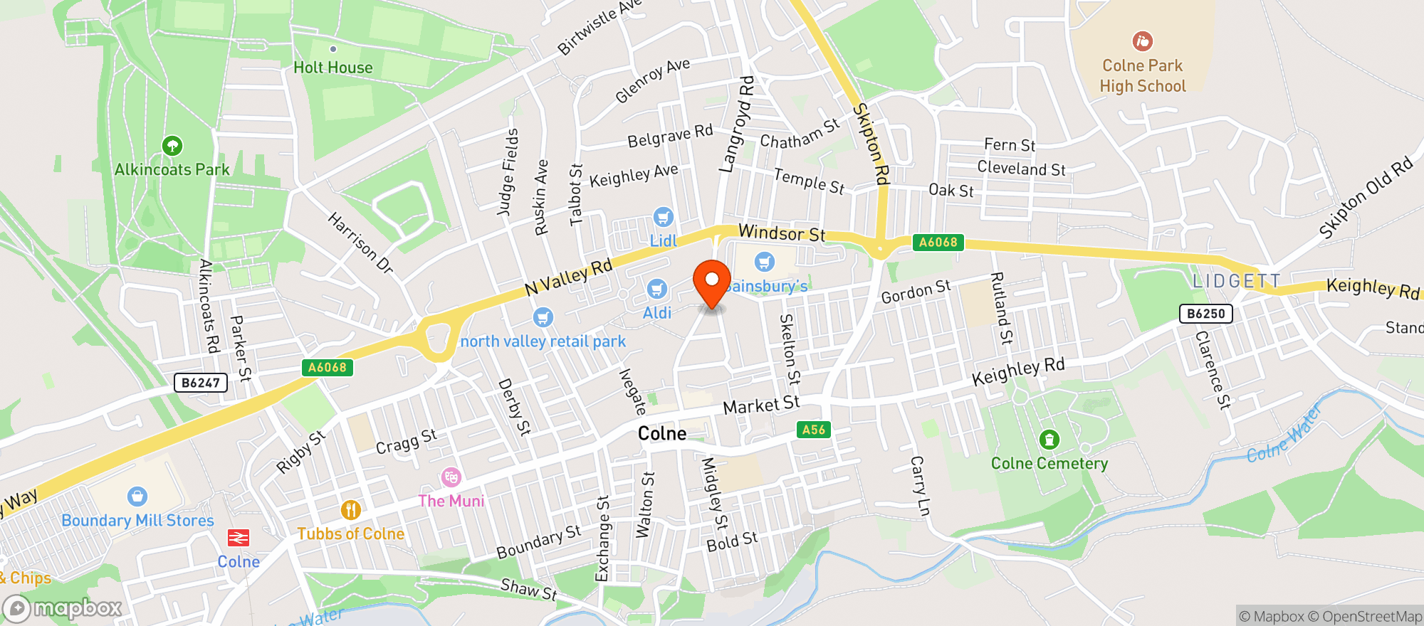 Map showing Sainsburys Colne