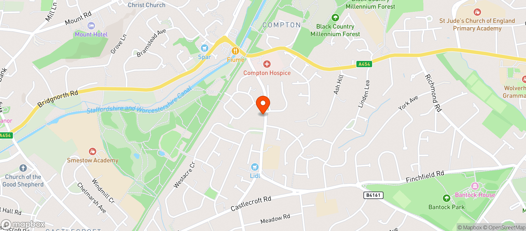 Map showing Westacres