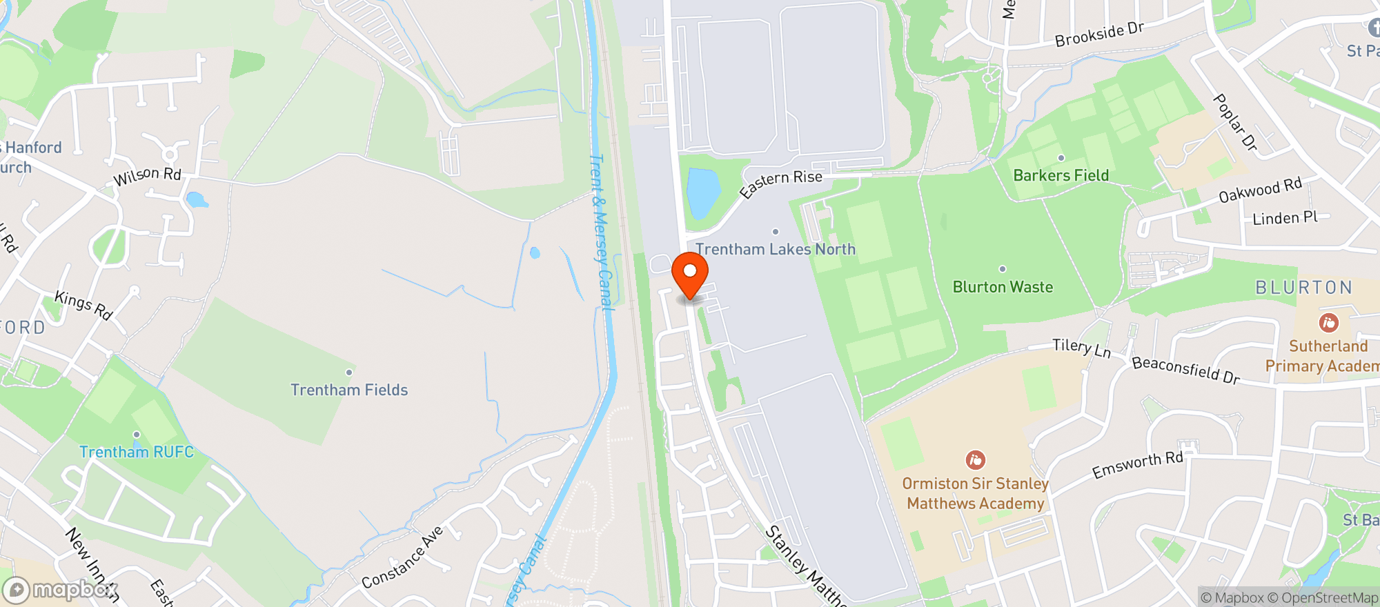 Map showing Harvester - Trentham Lakes