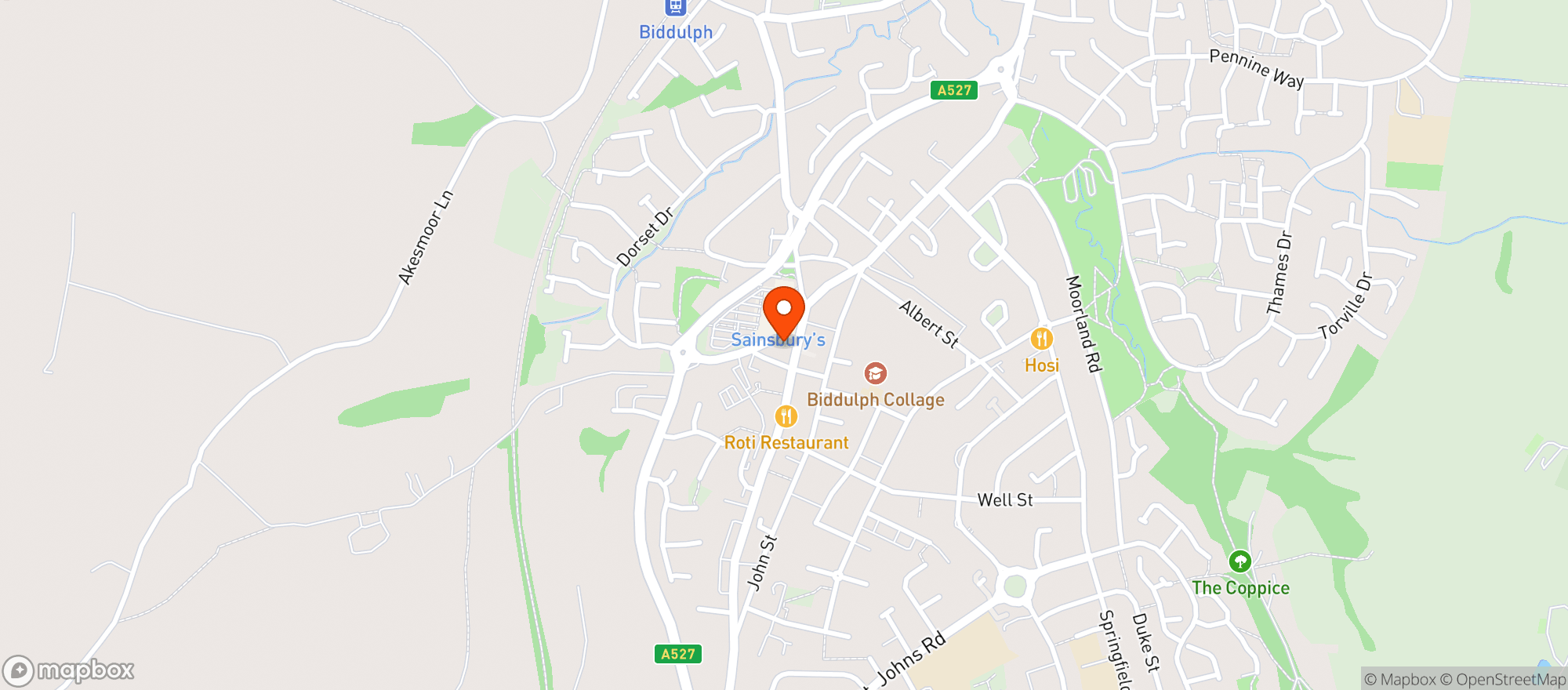 Map showing Sainsburys Biddulph
