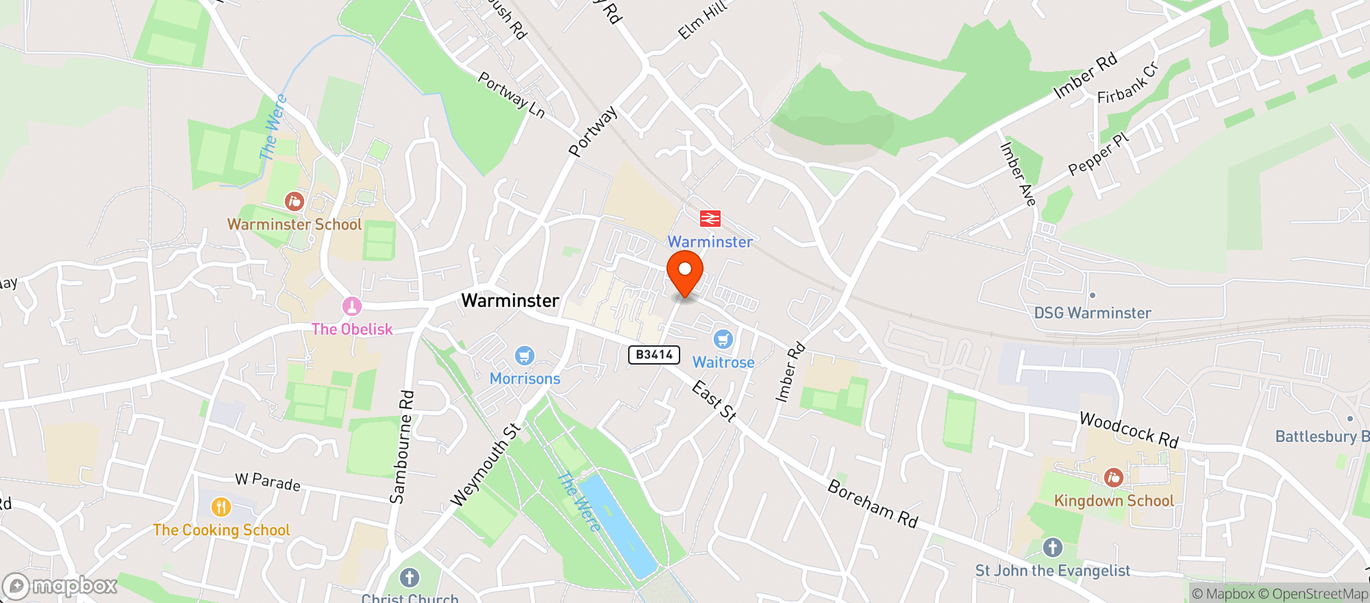 Map showing Waitrose Warminster