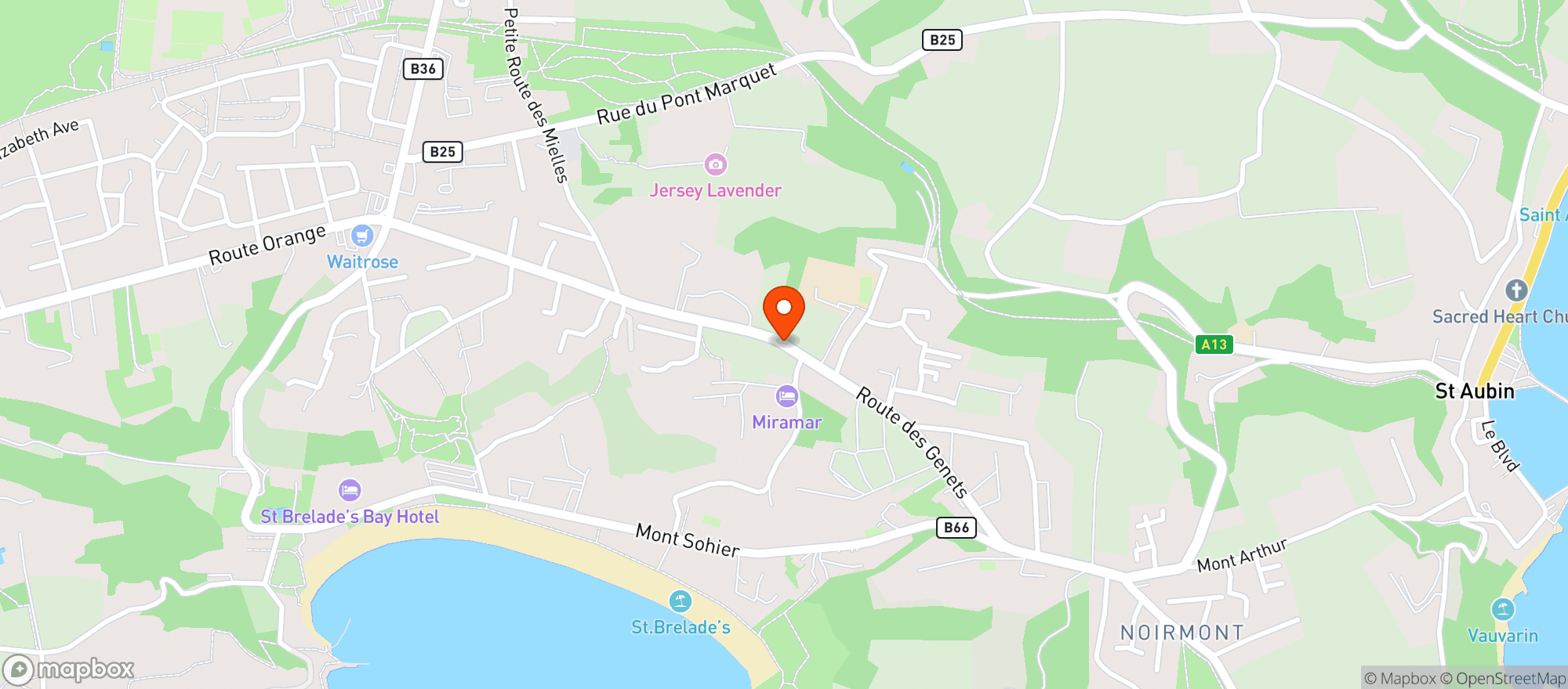 Map showing Waitrose Red Houses (Jersey)