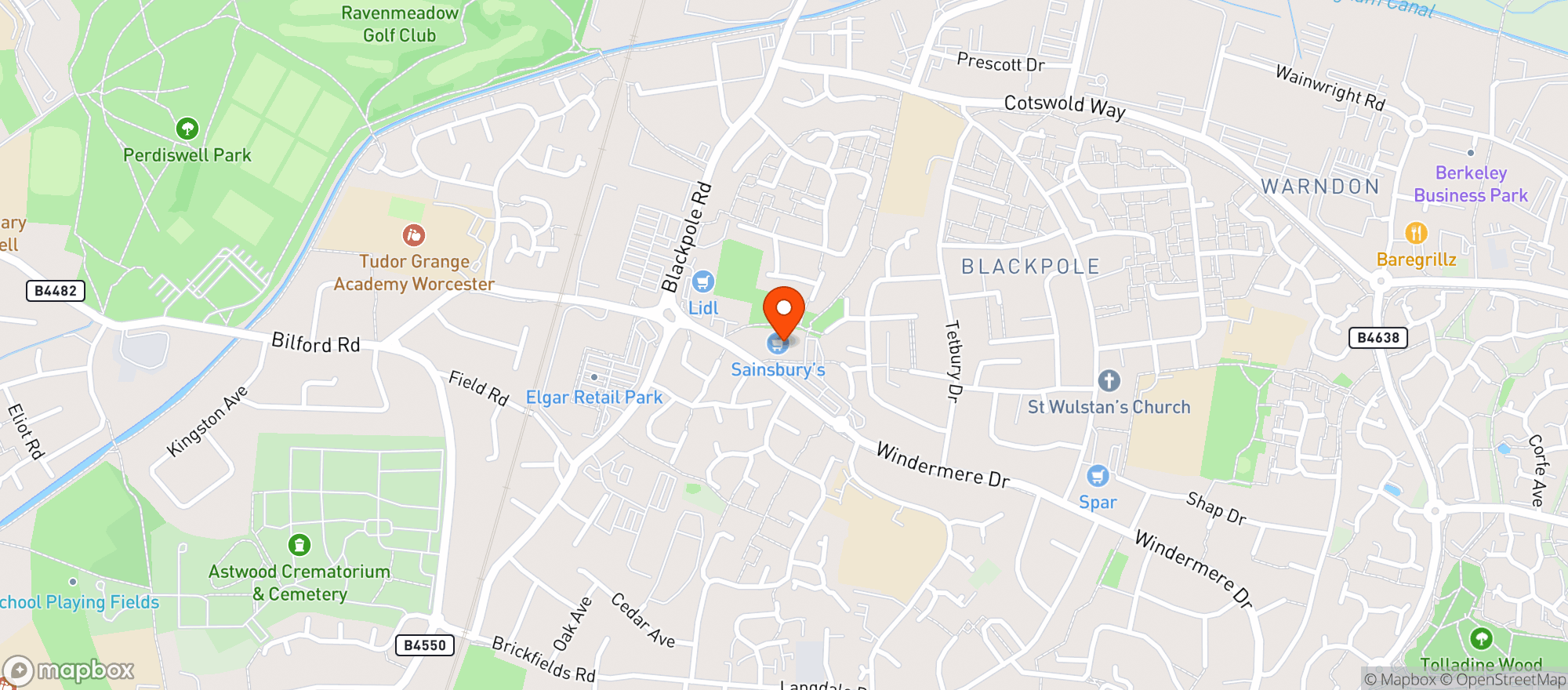 Map showing Sainsburys Blackpole