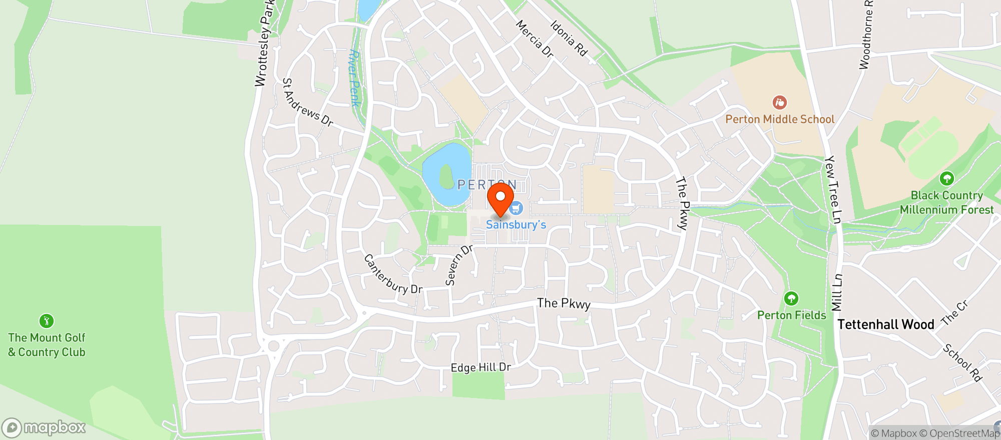 Map showing Sainsburys Perton