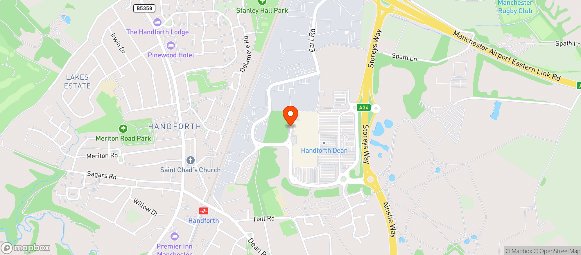 Map showing Tesco Extra Handforth
