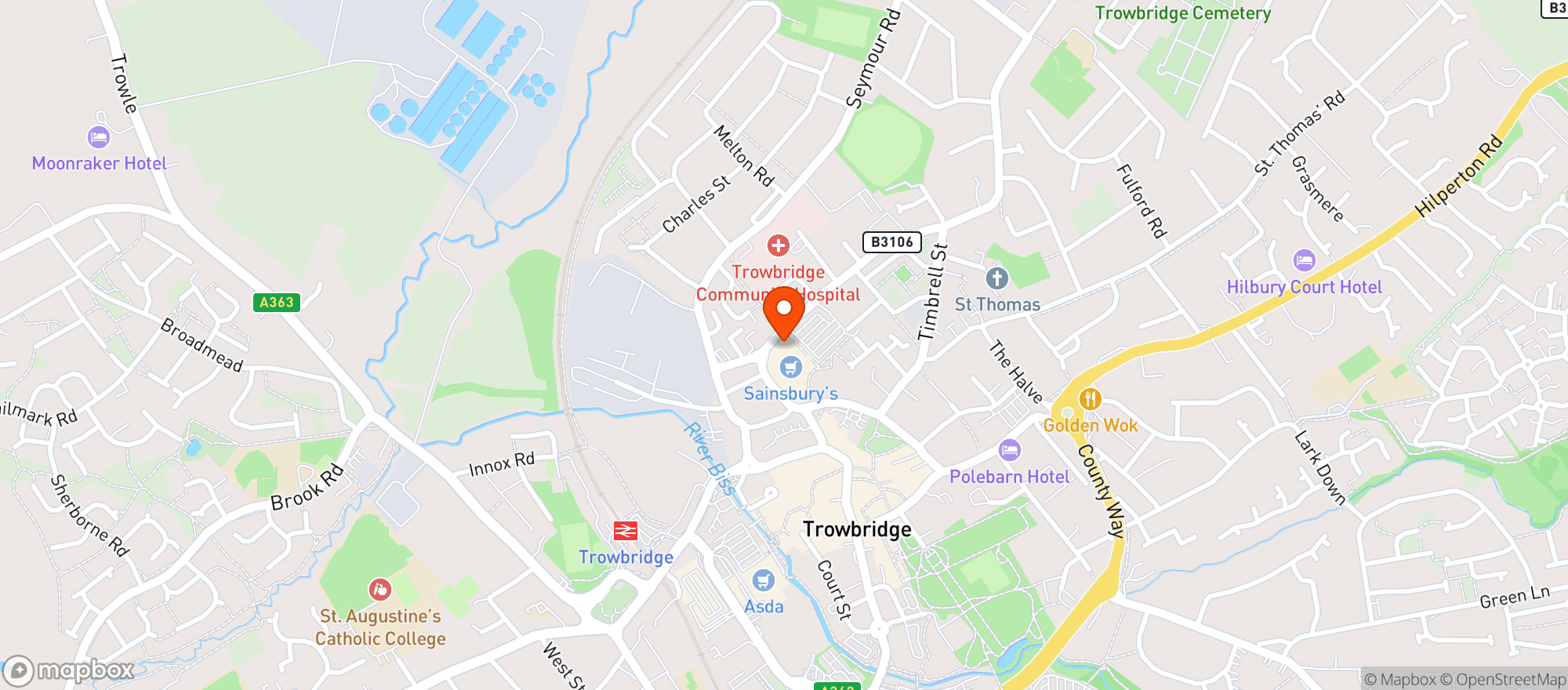Map showing Sainsburys Trowbridge