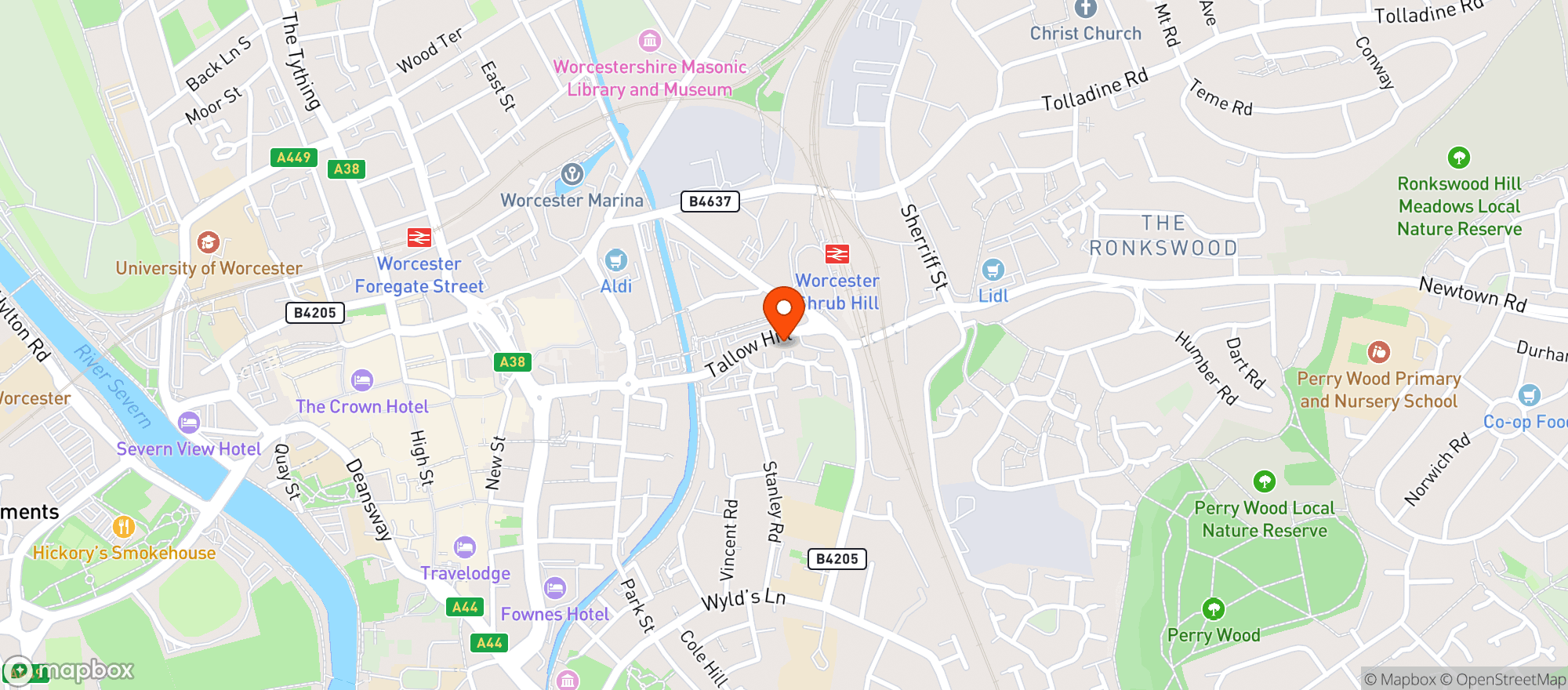 Map showing Majestic Worcester