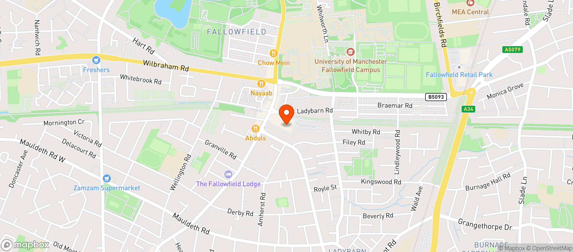 Map showing Sainsburys Fallowfield