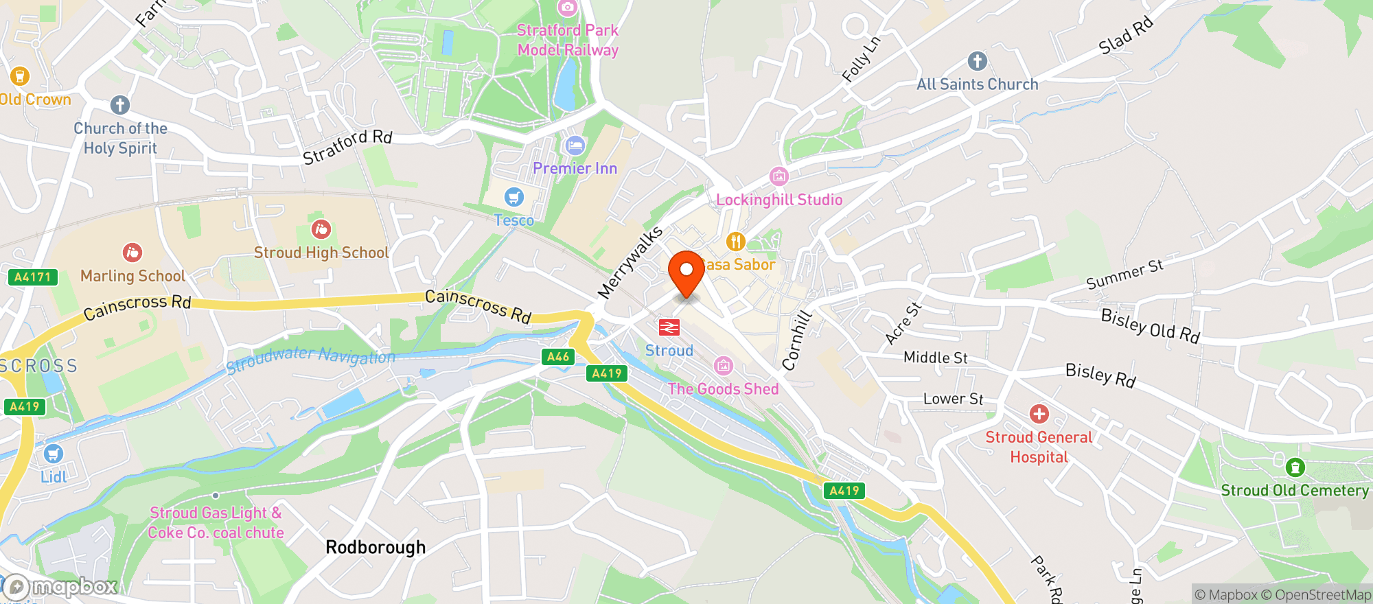 Map showing The Stroud Hotel