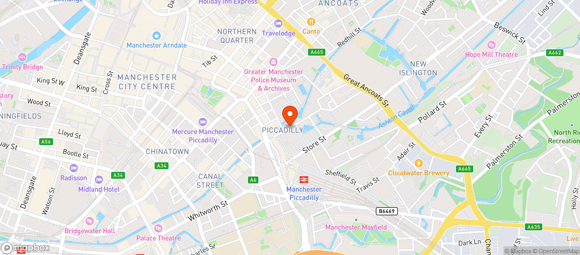 Map showing Ducie St Warehouse