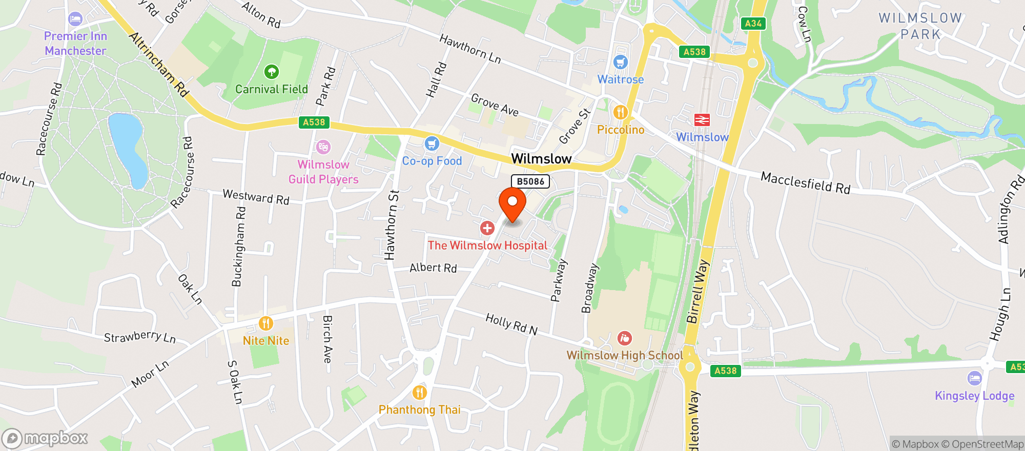 Map showing Sainsburys Wilmslow