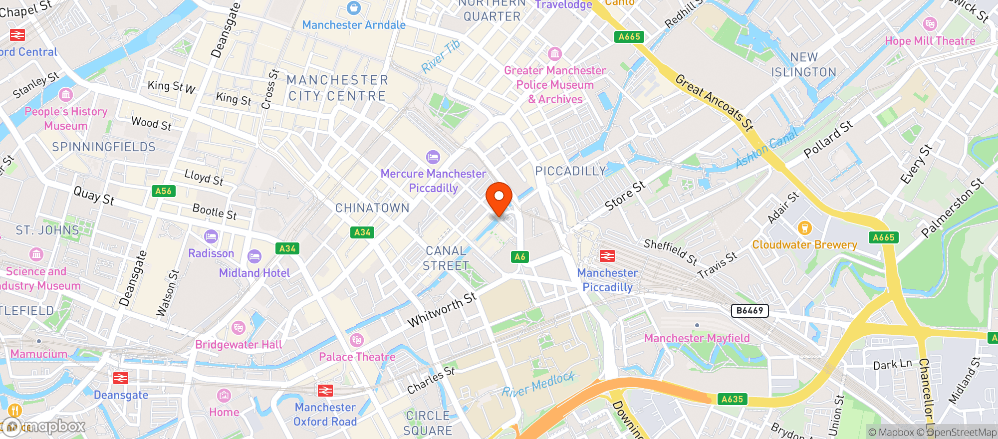 Map showing Nell's - New York Pizza & Bar