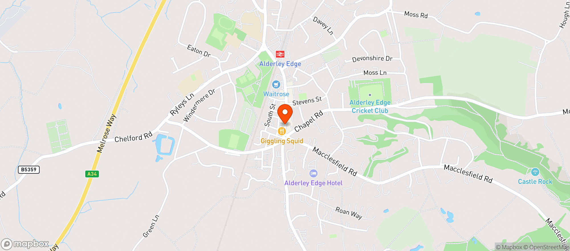 Map showing The Botanist (alderley Edge)