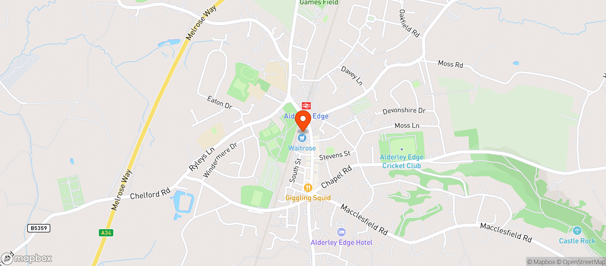 Map showing Waitrose Alderley Edge