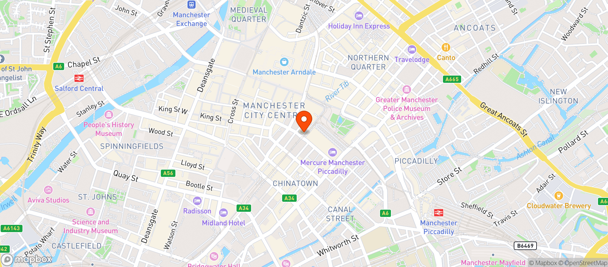 Map showing Manchester Art Gallery