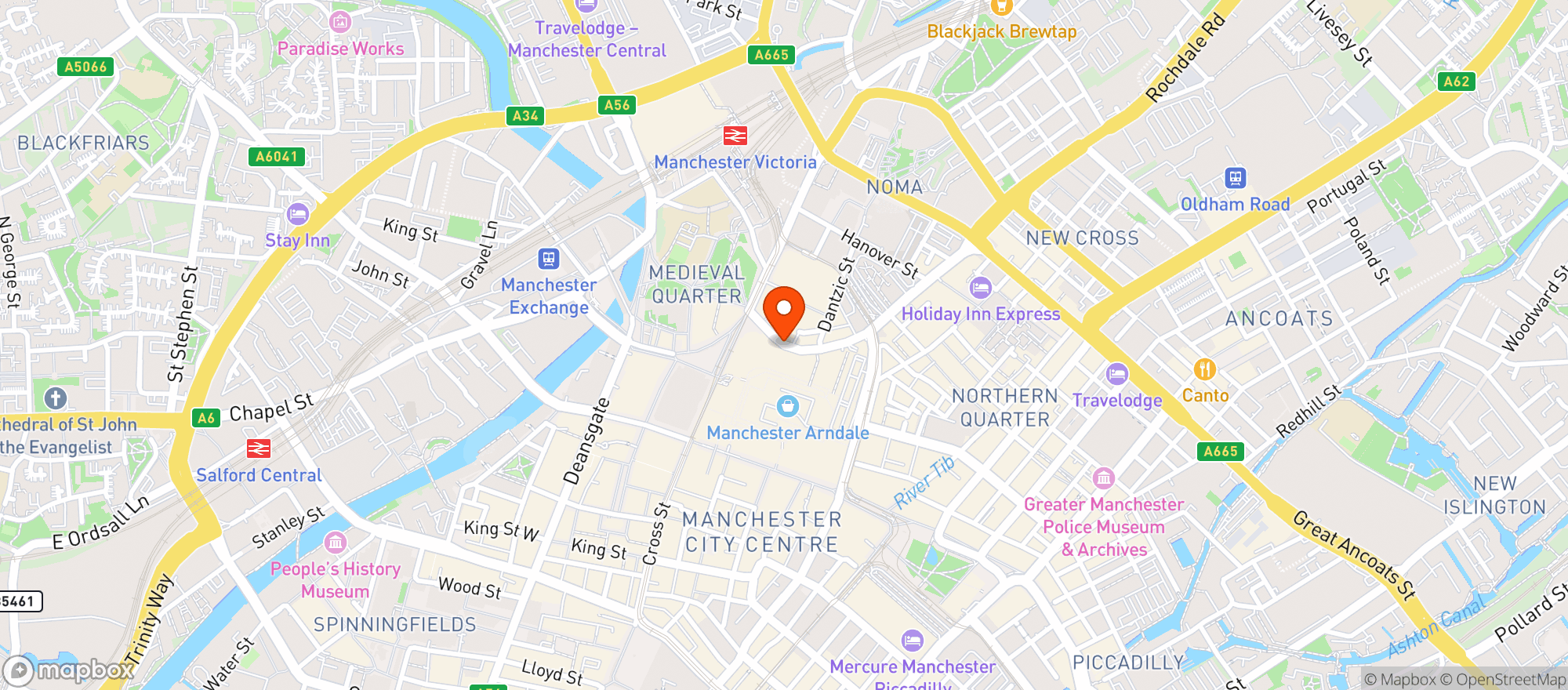 Map showing Roxy Ball Room Manchester Arndale
