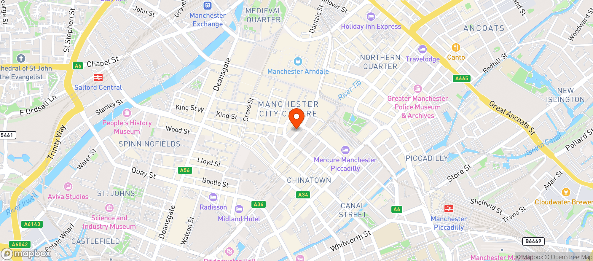 Map showing Browns Manchester