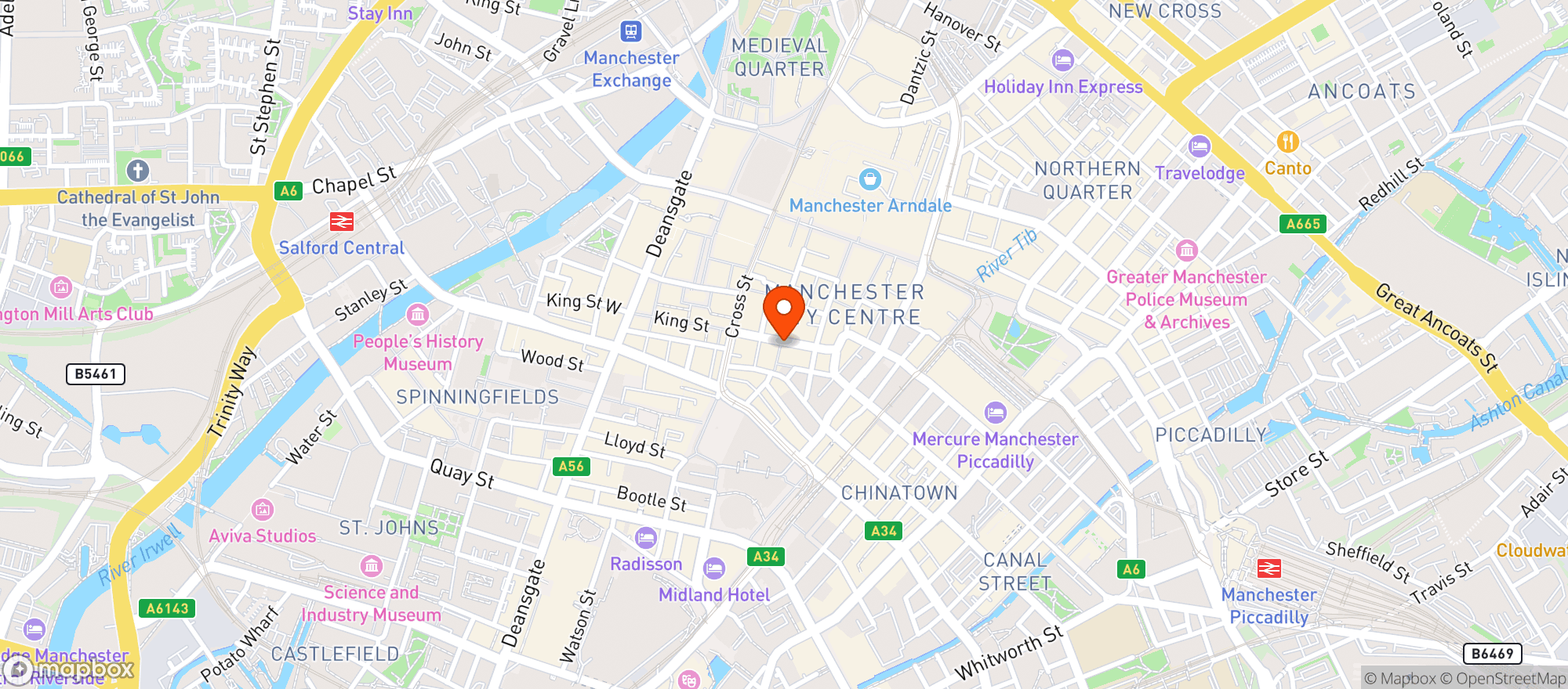 Map showing Flight Club Manchester