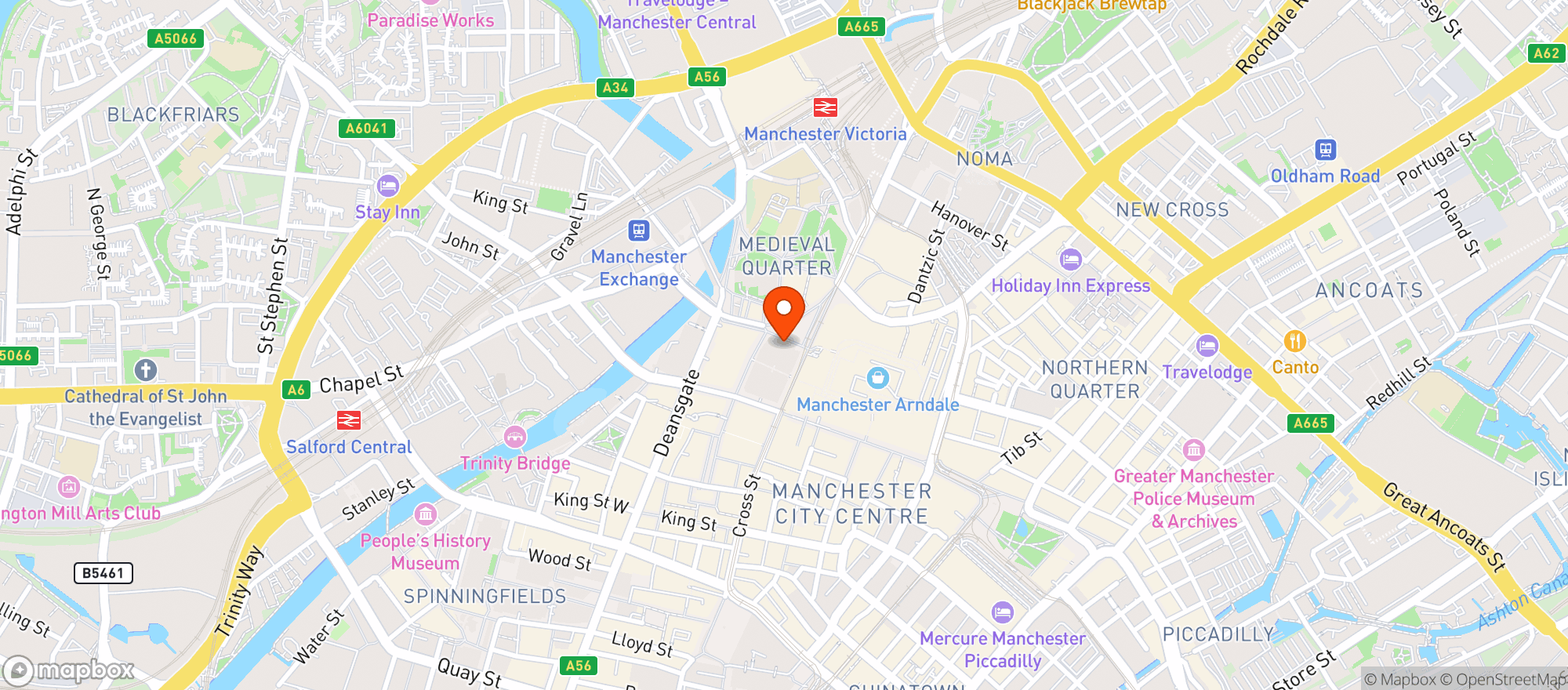 Map showing Selfridges Manchester