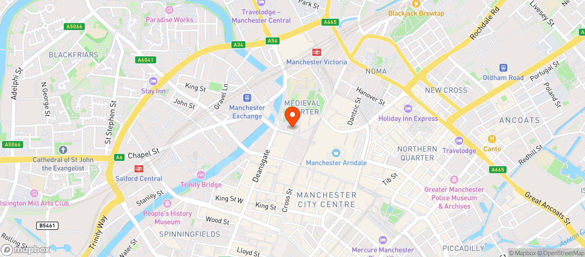 Map showing The Mitre Hotel