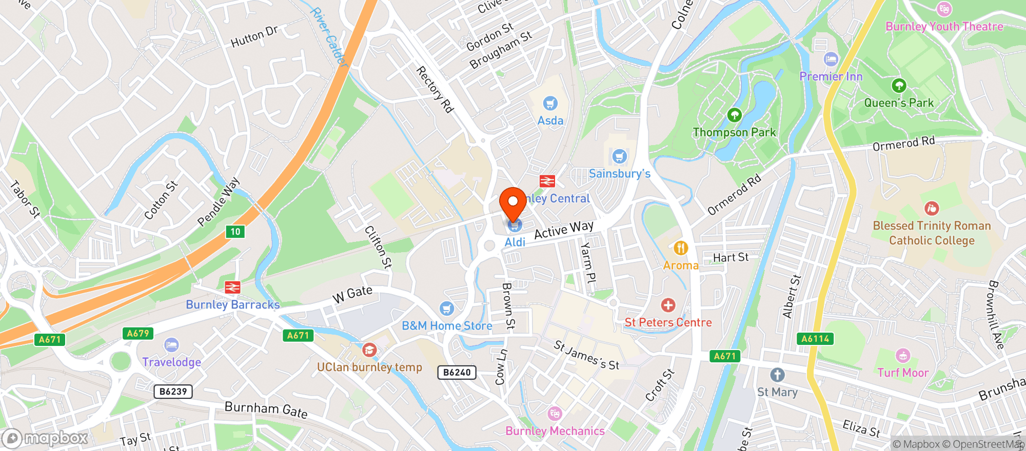 Map showing Sainsburys Burnley