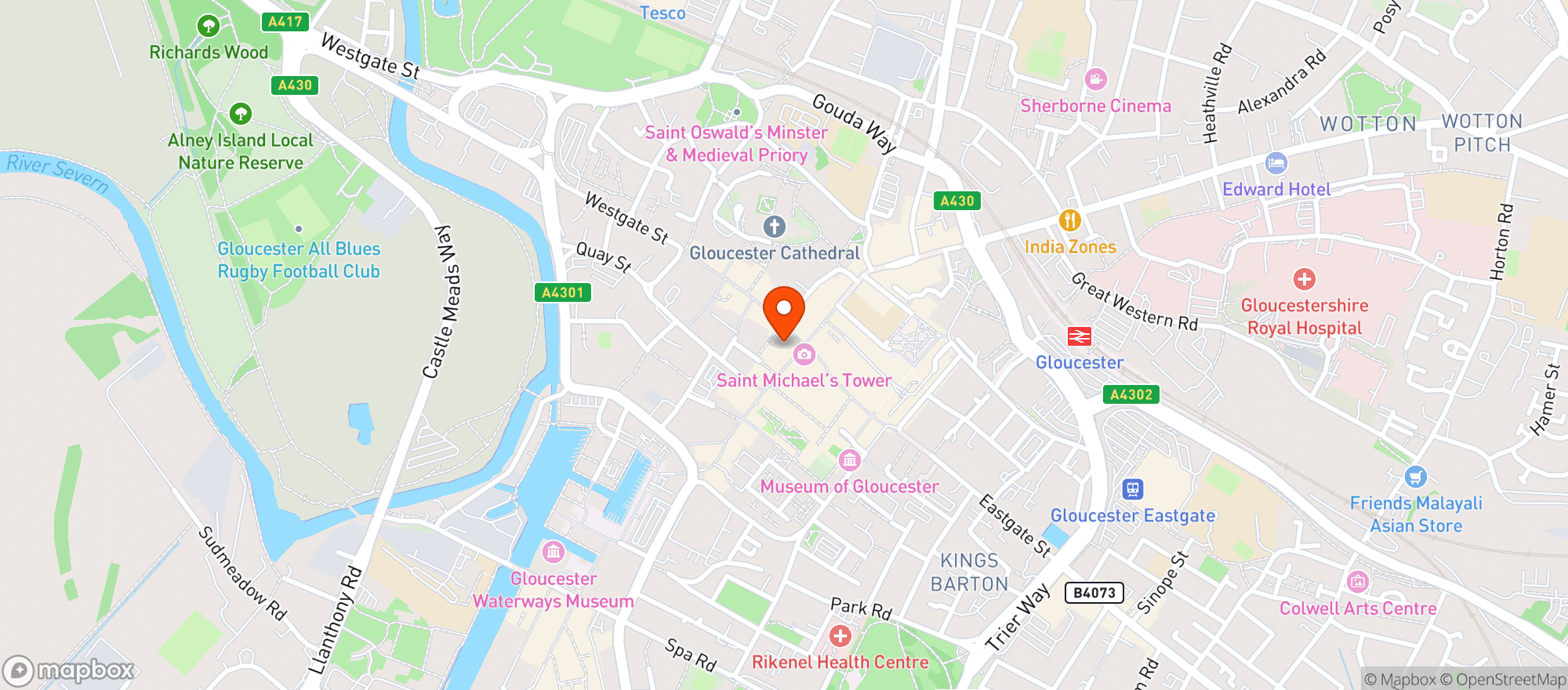 Map showing Majestic Gloucester
