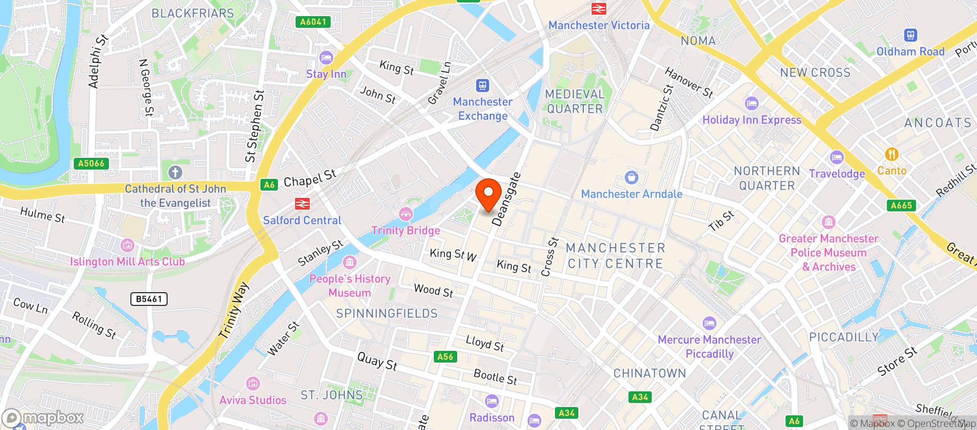 Map showing Las Iguanas - Manchester - Deansgate