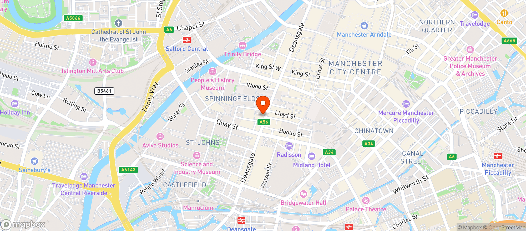 Map showing Hawksmoor Manchester