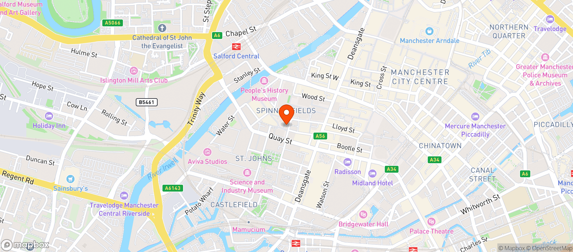 Map showing The Ivy Asia, Spinningfields 