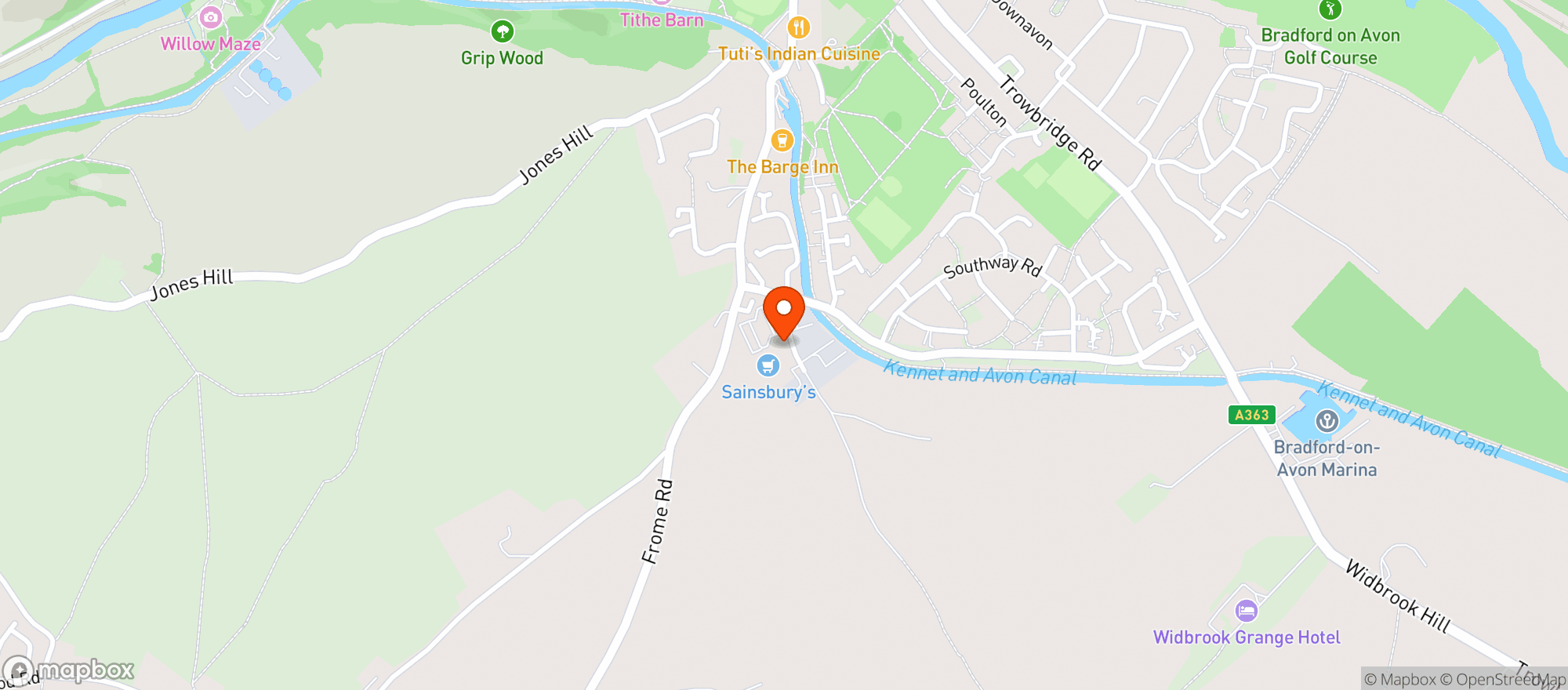 Map showing Sainsburys Bradford on Avon