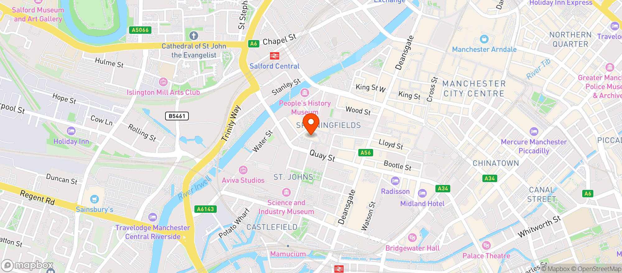 Map showing Bill's Spinningfields Restaurant