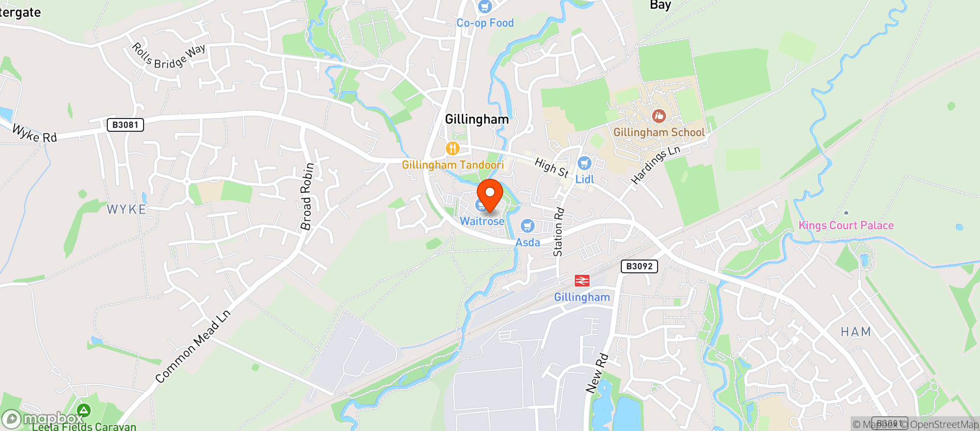Map showing Waitrose Gillingham
