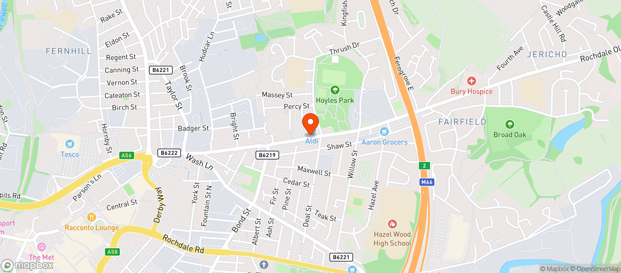 Map showing Aldi