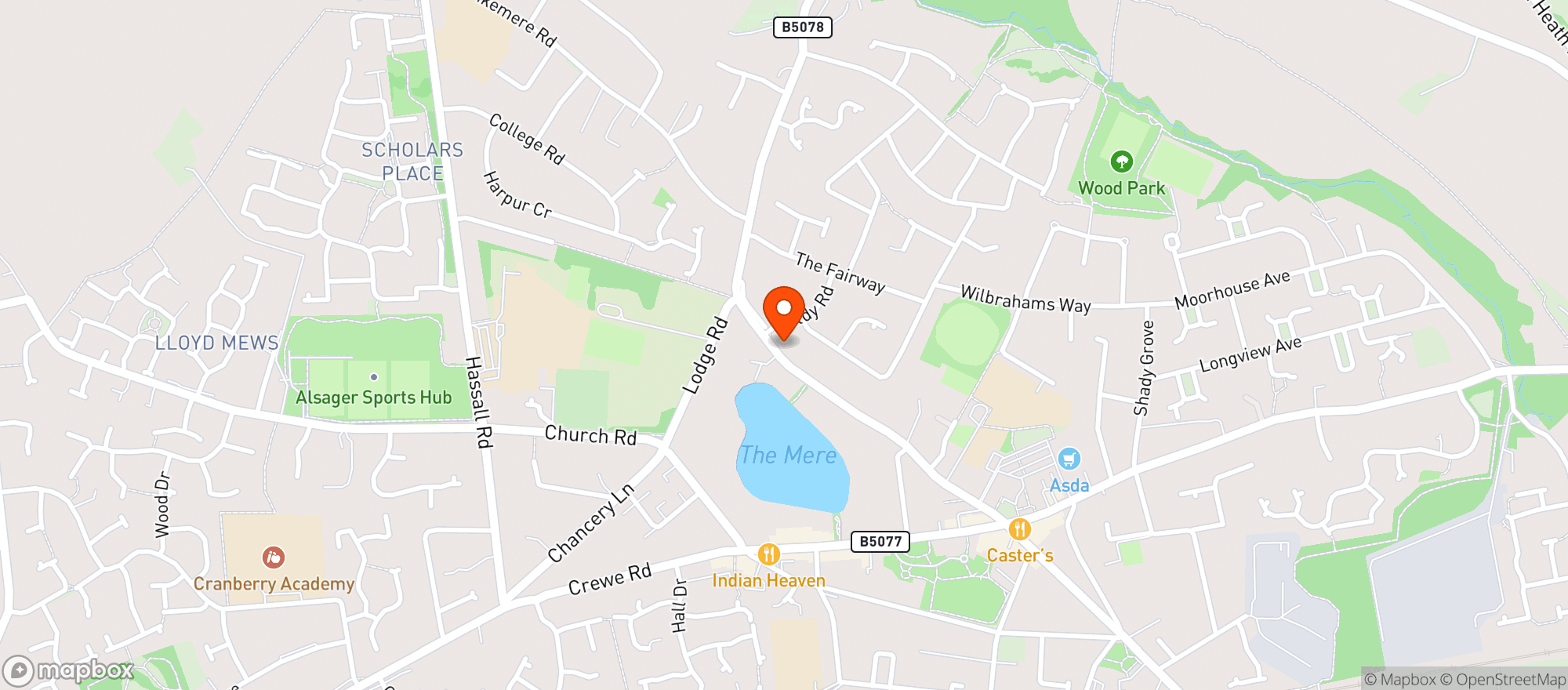 Map showing Sainsburys Alsager