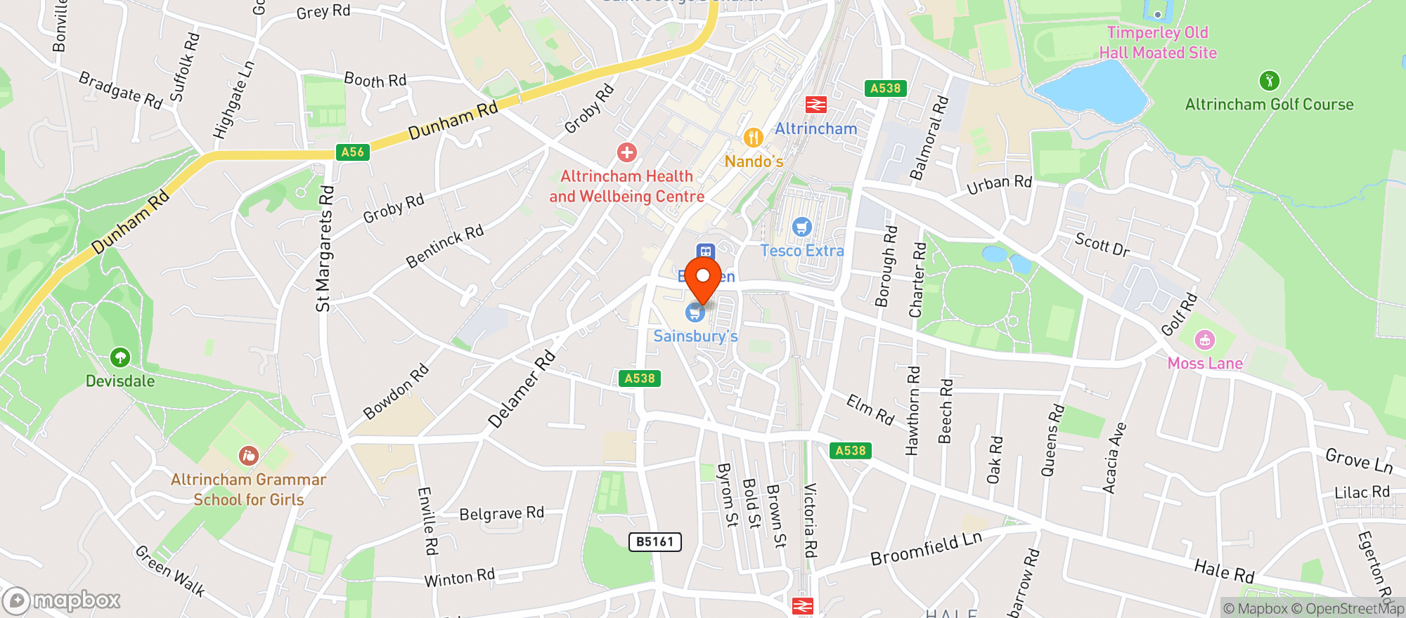 Map showing Sainsburys Altrincham