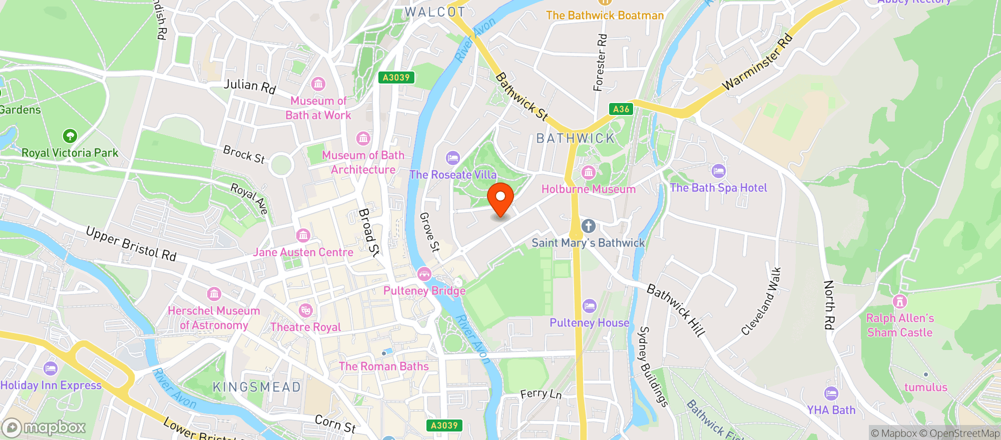Map showing GuestHouse Hotels (No.15 Bath)