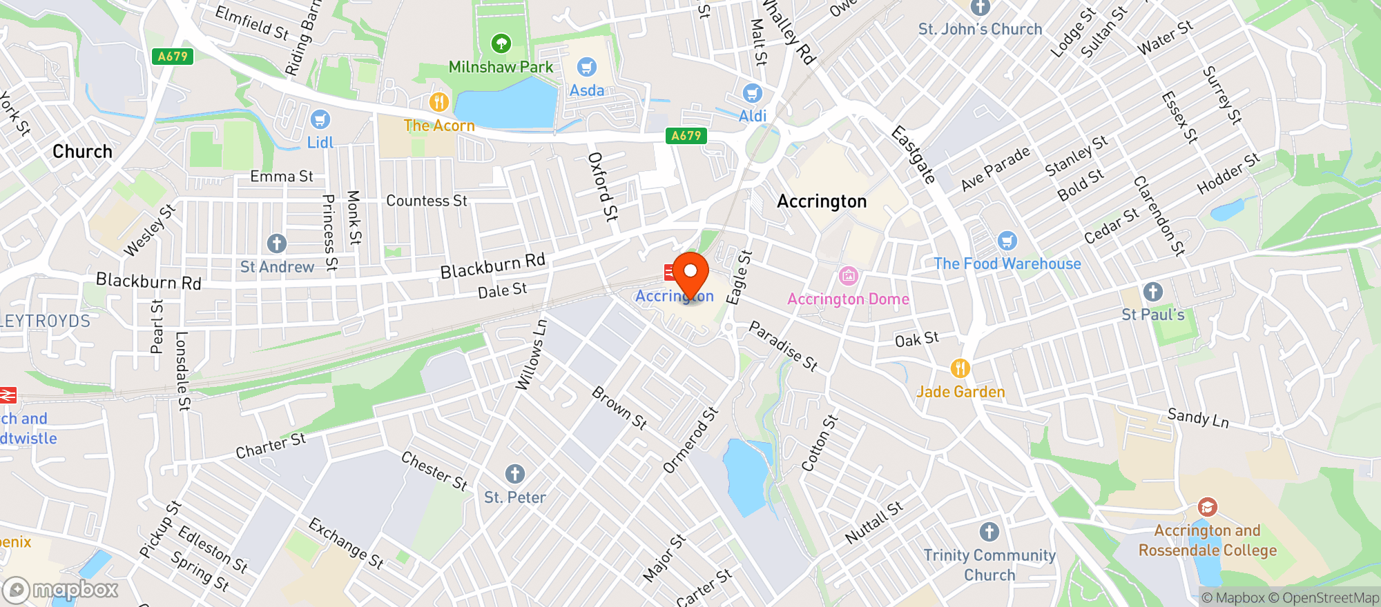 Map showing Tesco Extra Accrington
