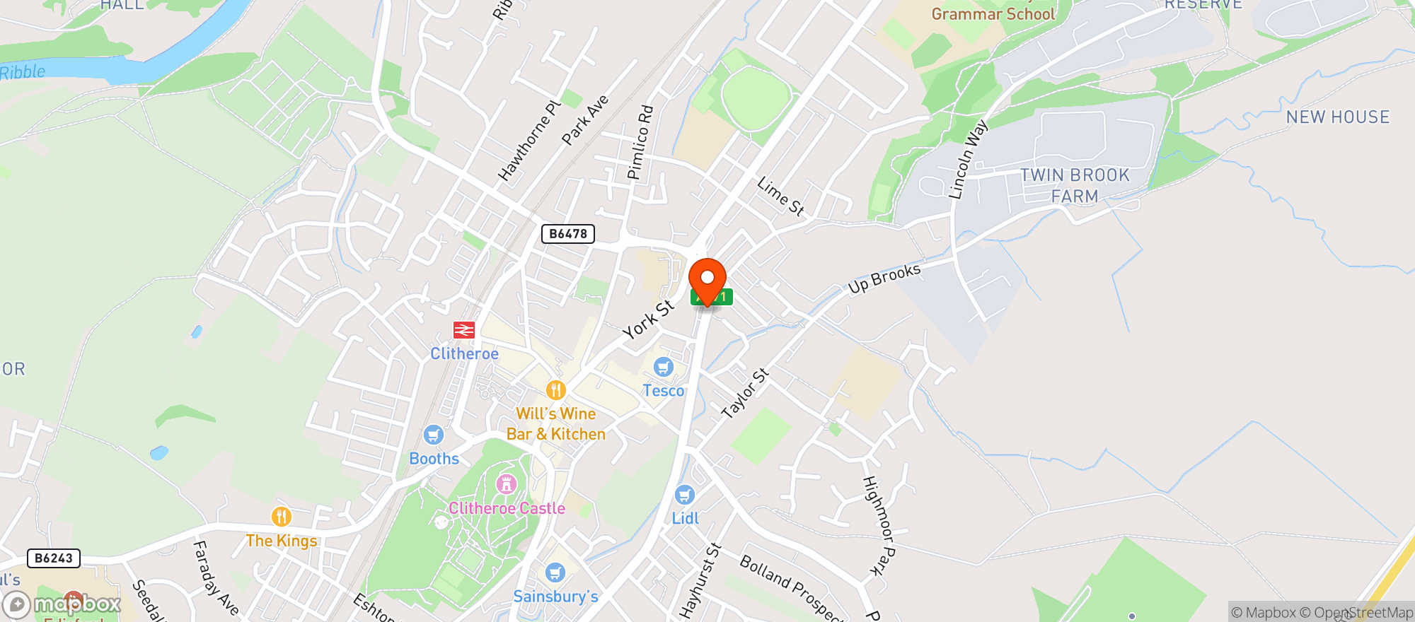 Map showing Majestic Clitheroe