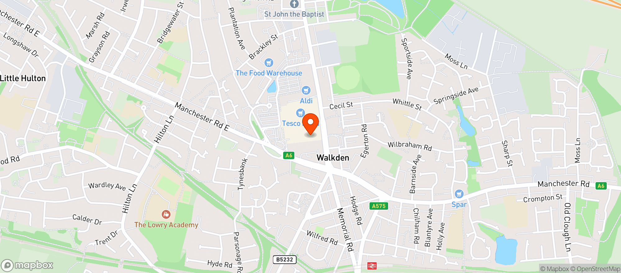 Map showing Tesco Extra Walkden