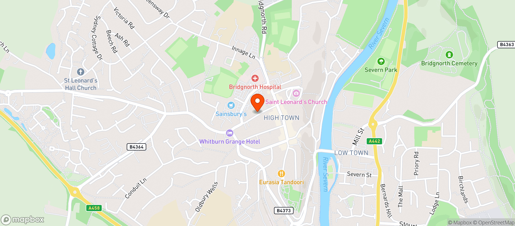 Map showing Sainsburys Bridgnorth